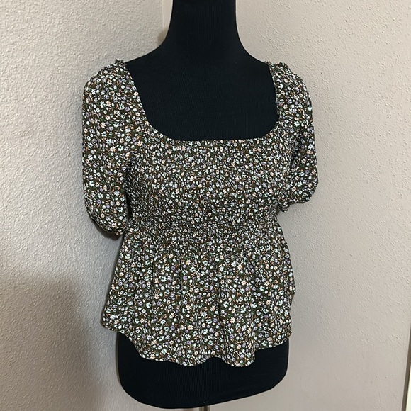 Aesthetic Cowgirl babydoll blouse Woman’s Size Medium, brown, cream and colorful - Picture 3 of 4